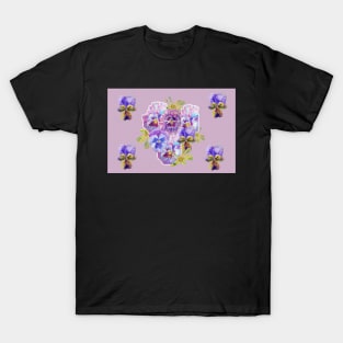 Shabby Chic Purple Pansy floral Pattern T-Shirt